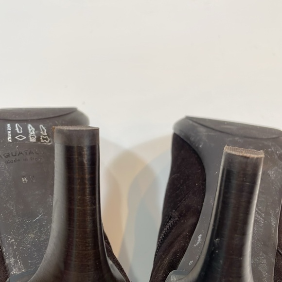 Aquatalia High Heel Boots Booties 8.5 Brown Suede Leather Made In Italy EUC - Picture 11 of 13